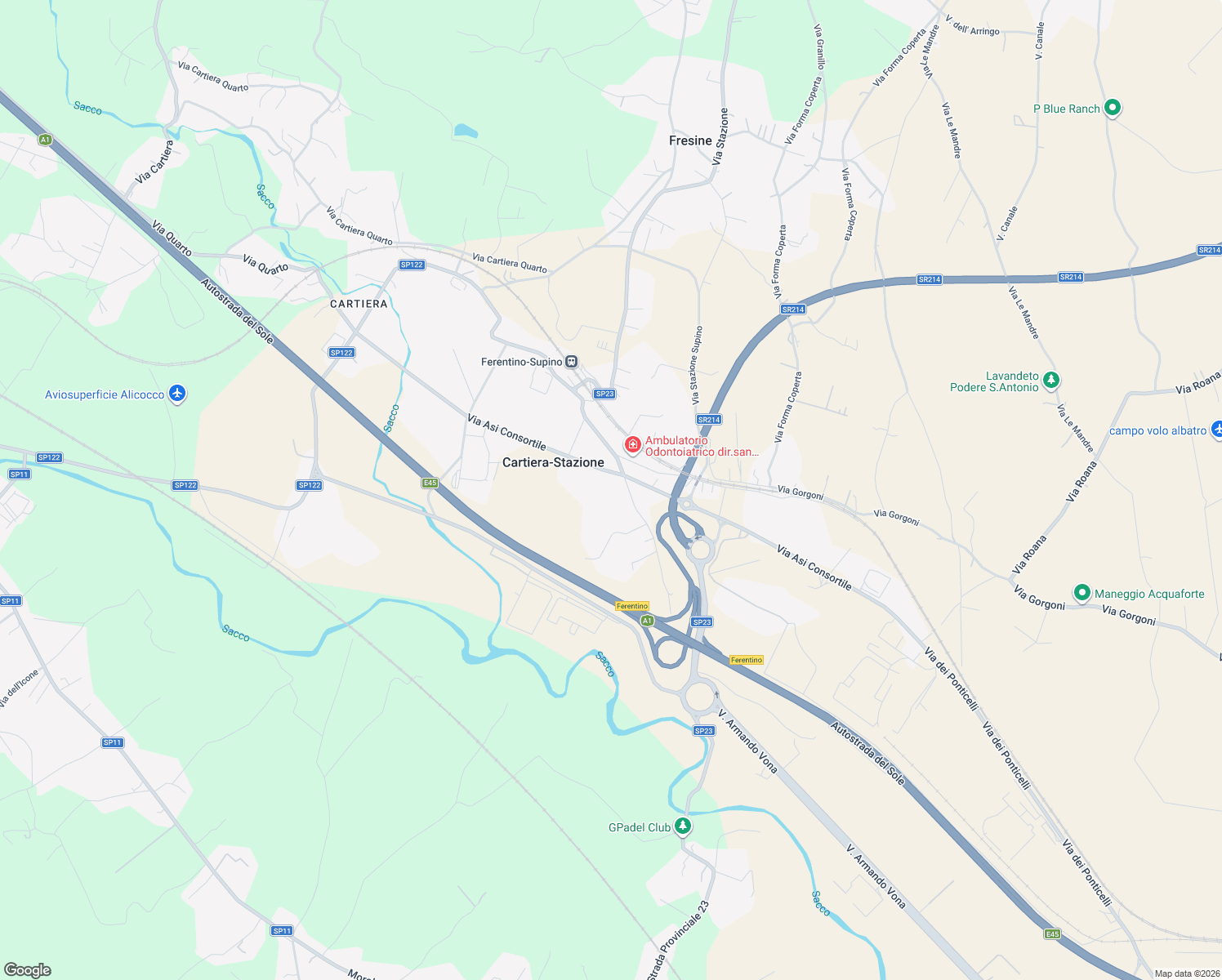 map of restaurants, bars, coffee shops, grocery stores, and more near 1 Via Asi Consortile in Cartiera-Stazione