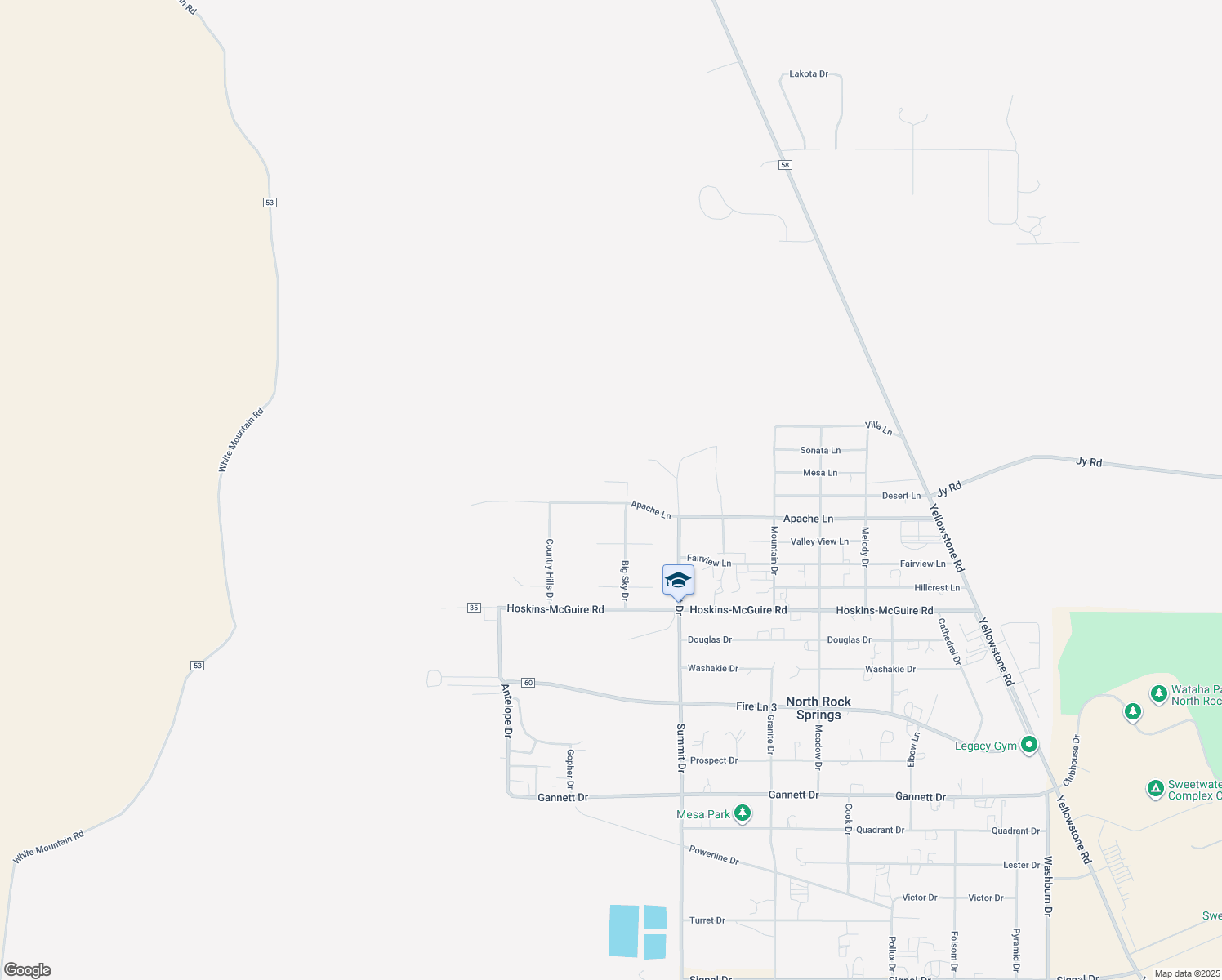 map of restaurants, bars, coffee shops, grocery stores, and more near 620 Apache Ln in Rock Springs