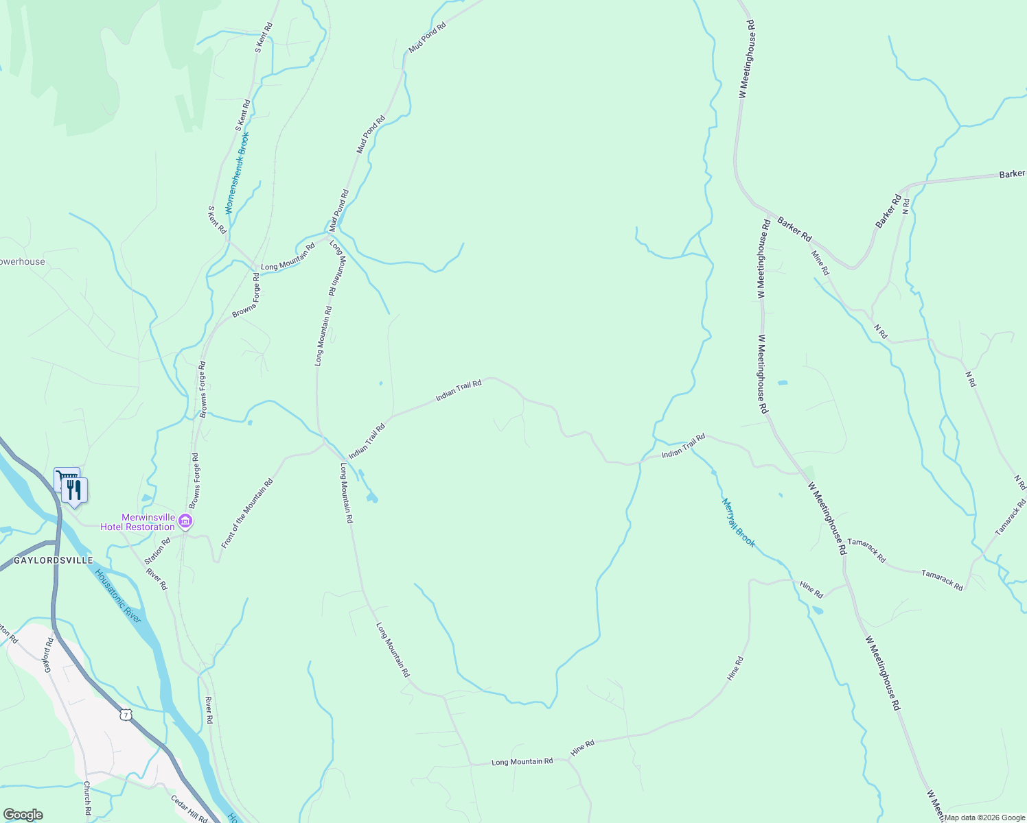 map of restaurants, bars, coffee shops, grocery stores, and more near 169 Indian Trail Road in New Milford