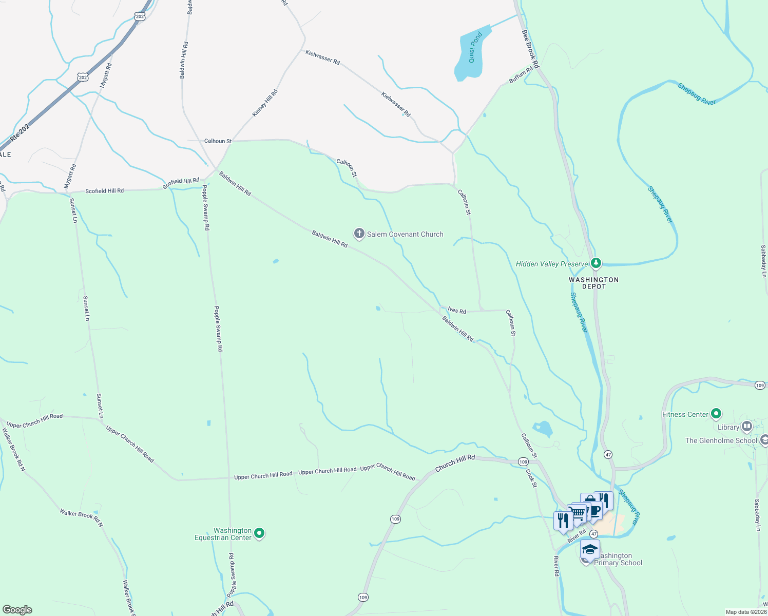 map of restaurants, bars, coffee shops, grocery stores, and more near 22 Foulois Road in Washington