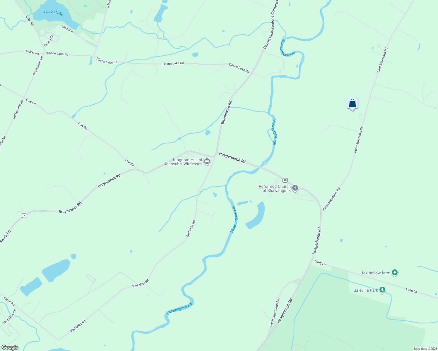map of restaurants, bars, coffee shops, grocery stores, and more near 25 Red Mills Road in Wallkill