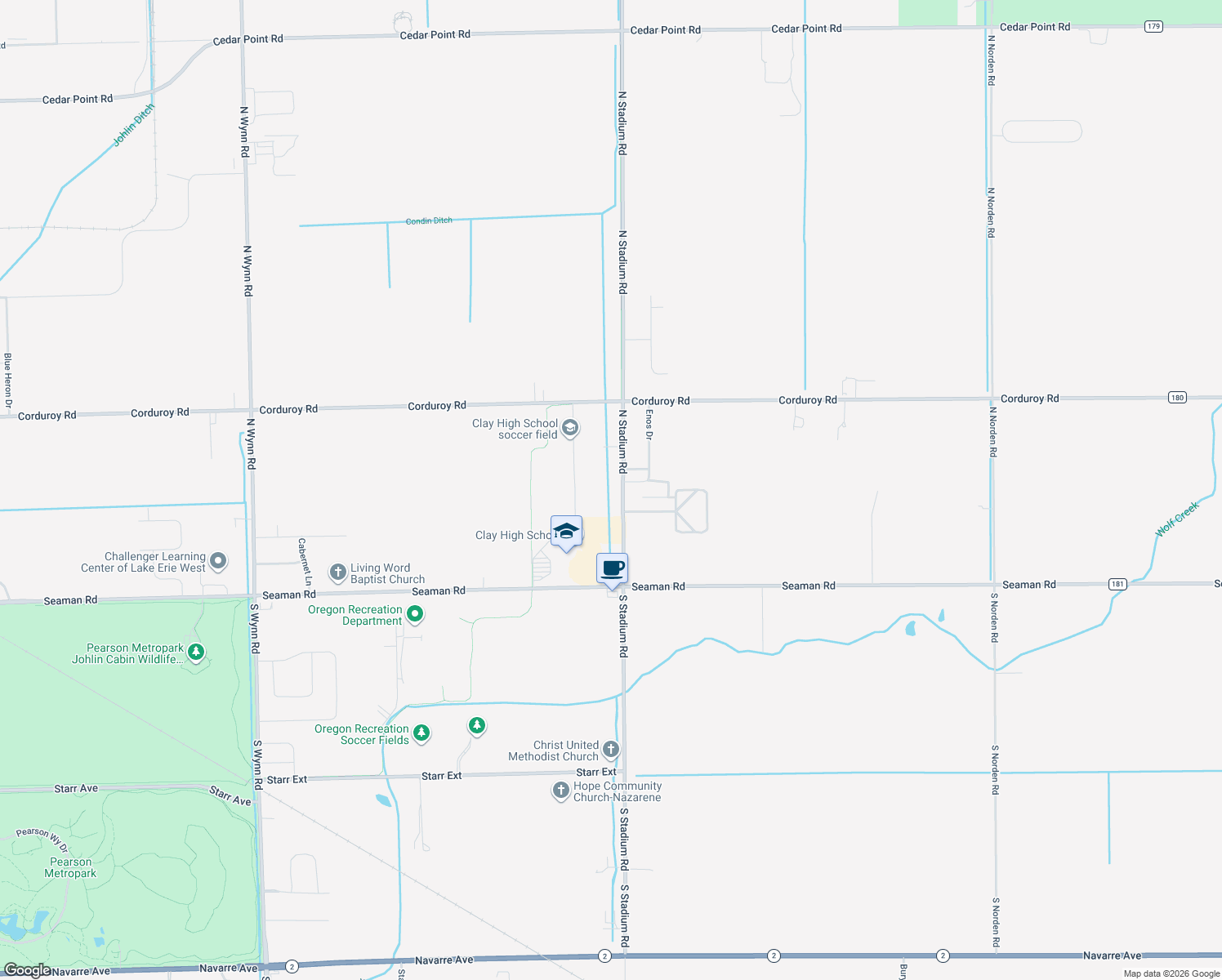 map of restaurants, bars, coffee shops, grocery stores, and more near 209 N Stadium Rd in Oregon