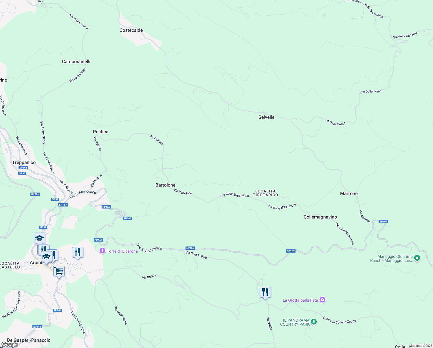 map of restaurants, bars, coffee shops, grocery stores, and more near in Province of Frosinone