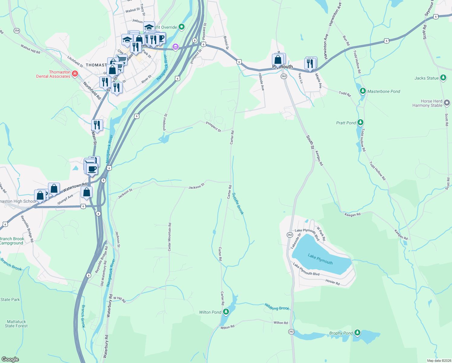 map of restaurants, bars, coffee shops, grocery stores, and more near 10 Jackson Street in Plymouth