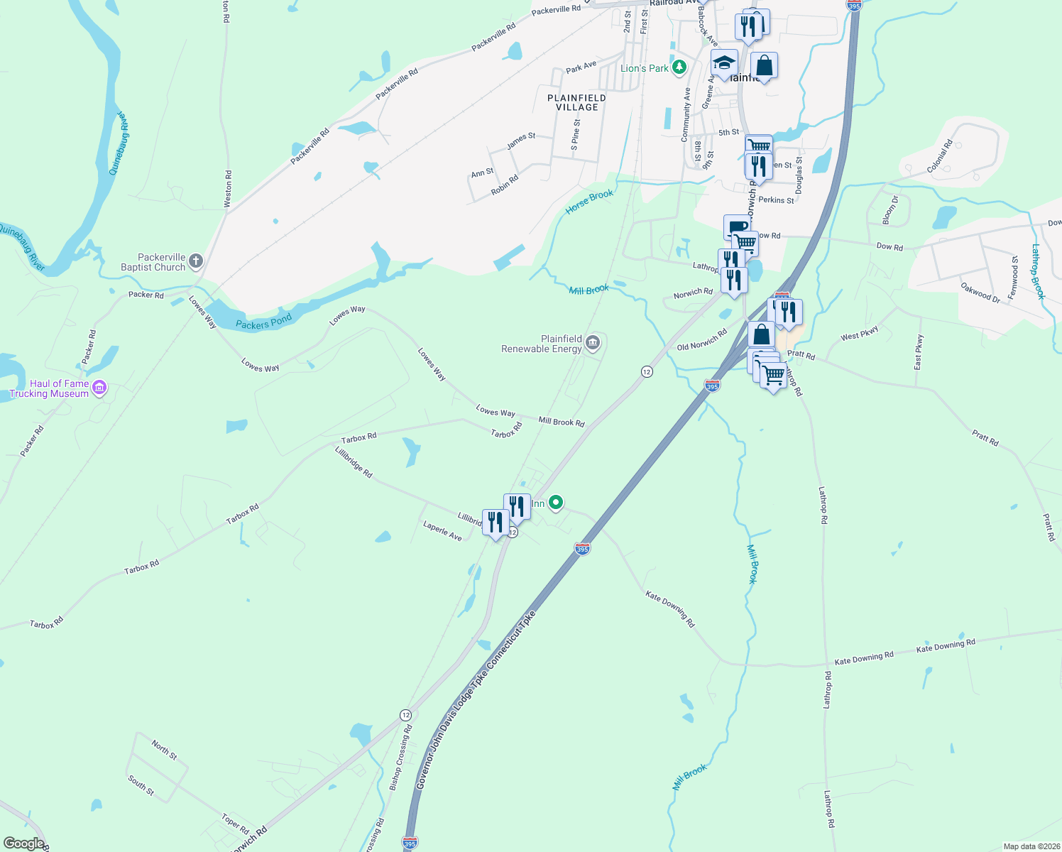 map of restaurants, bars, coffee shops, grocery stores, and more near 40 Tarbox Road in Plainfield