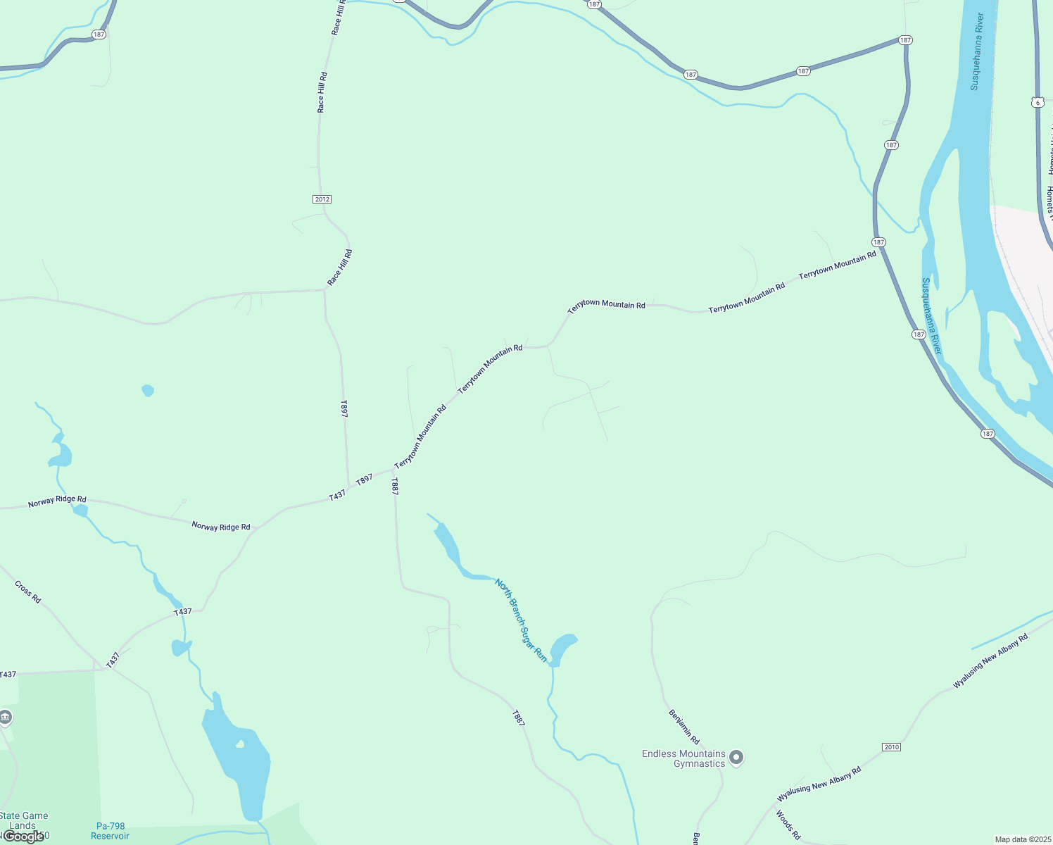 map of restaurants, bars, coffee shops, grocery stores, and more near 344 Terrytown Mountain Road in Wyalusing