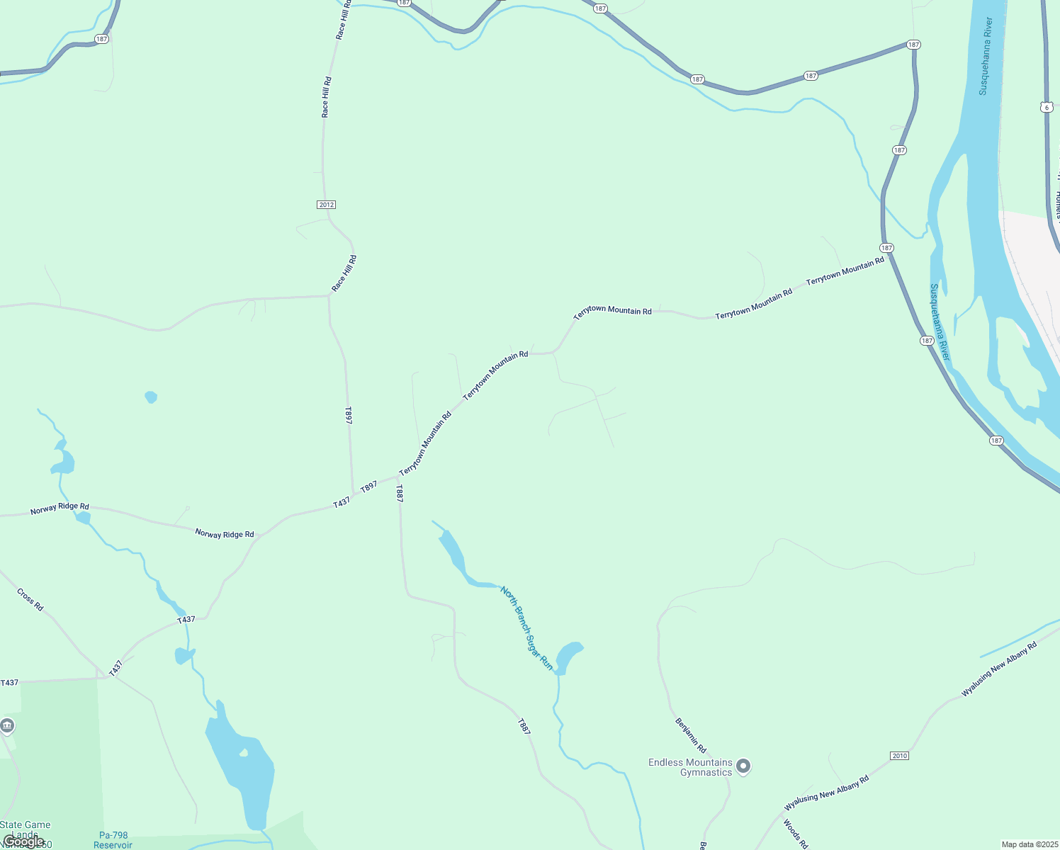 map of restaurants, bars, coffee shops, grocery stores, and more near 344 Terrytown Mountain Road in Wyalusing