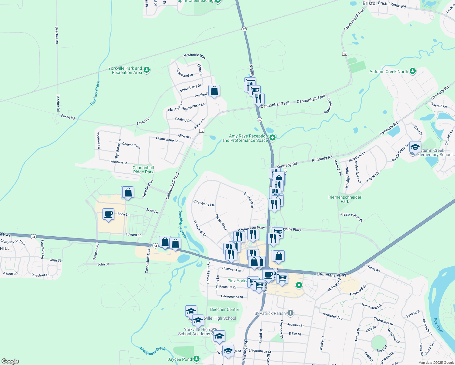 105 West Kendall Drive, Yorkville IL Walk Score