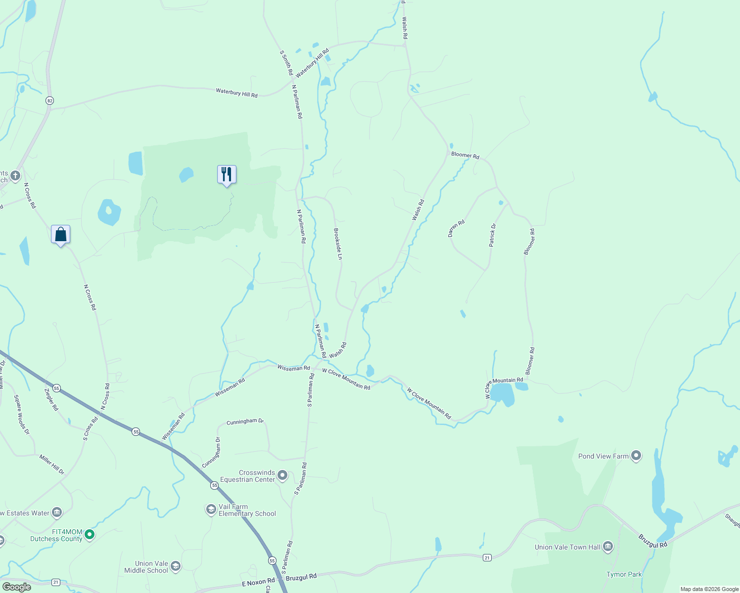map of restaurants, bars, coffee shops, grocery stores, and more near 74 Walsh Road in Lagrangeville