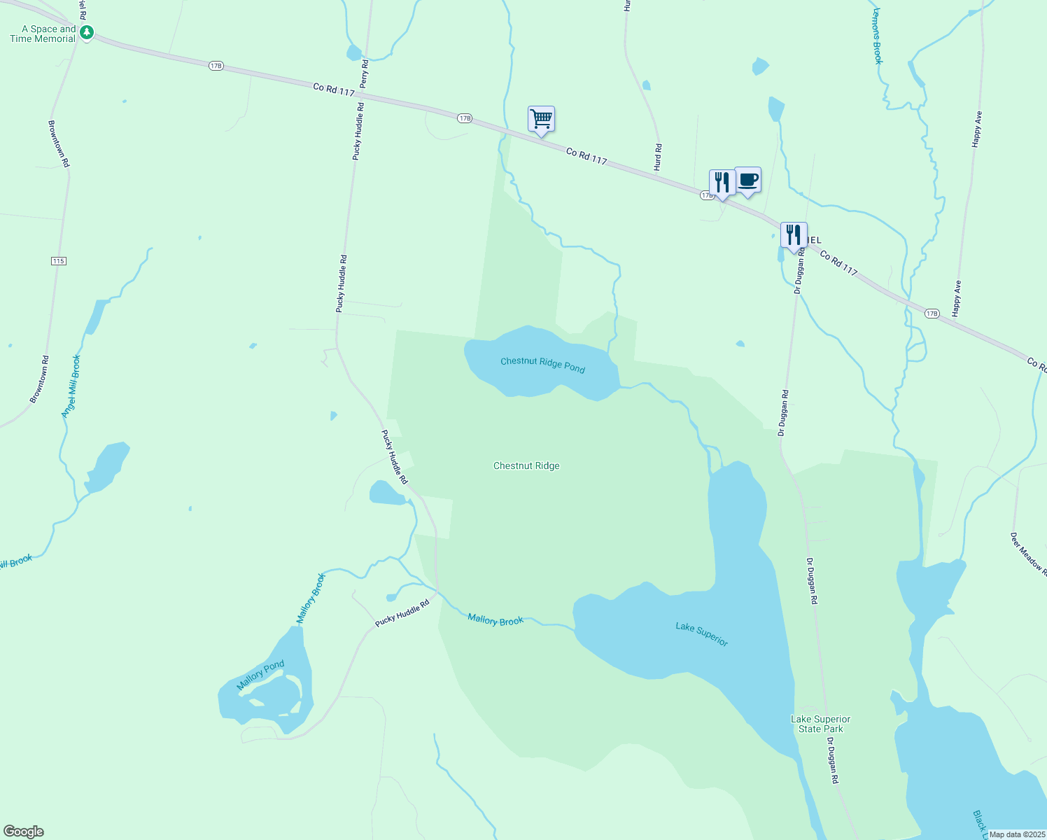 map of restaurants, bars, coffee shops, grocery stores, and more near 259 Pucky Huddle Road in Bethel