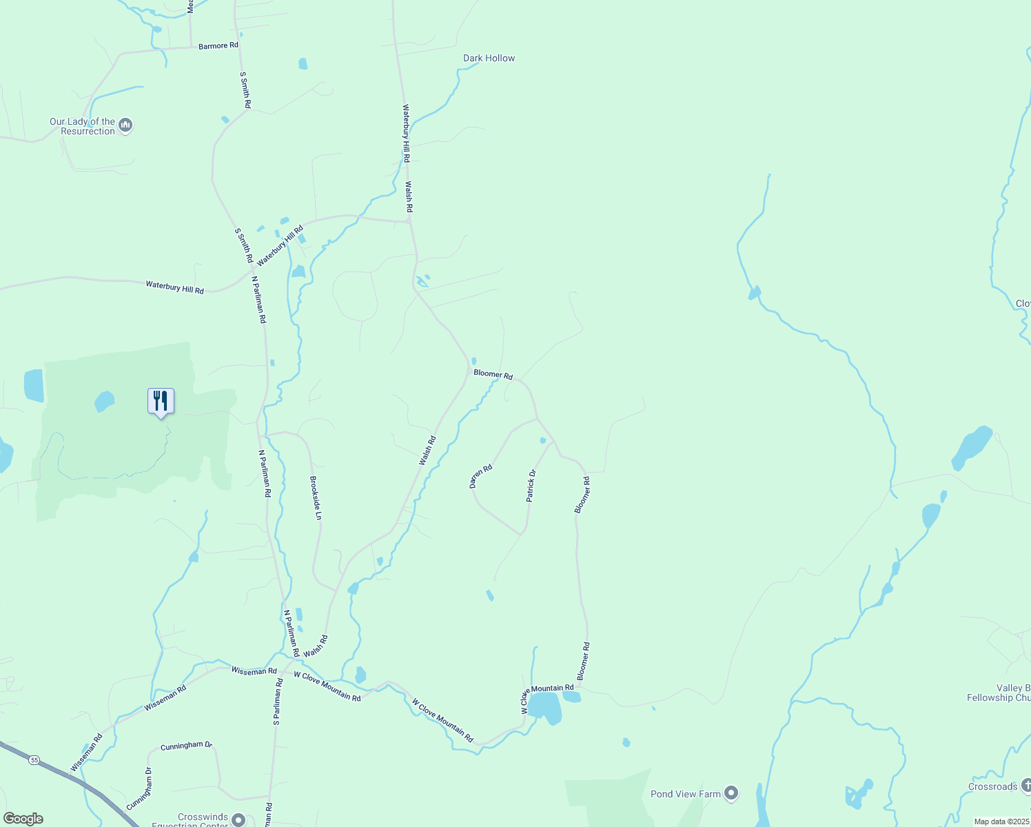 map of restaurants, bars, coffee shops, grocery stores, and more near 99 Darren Road in Lagrangeville