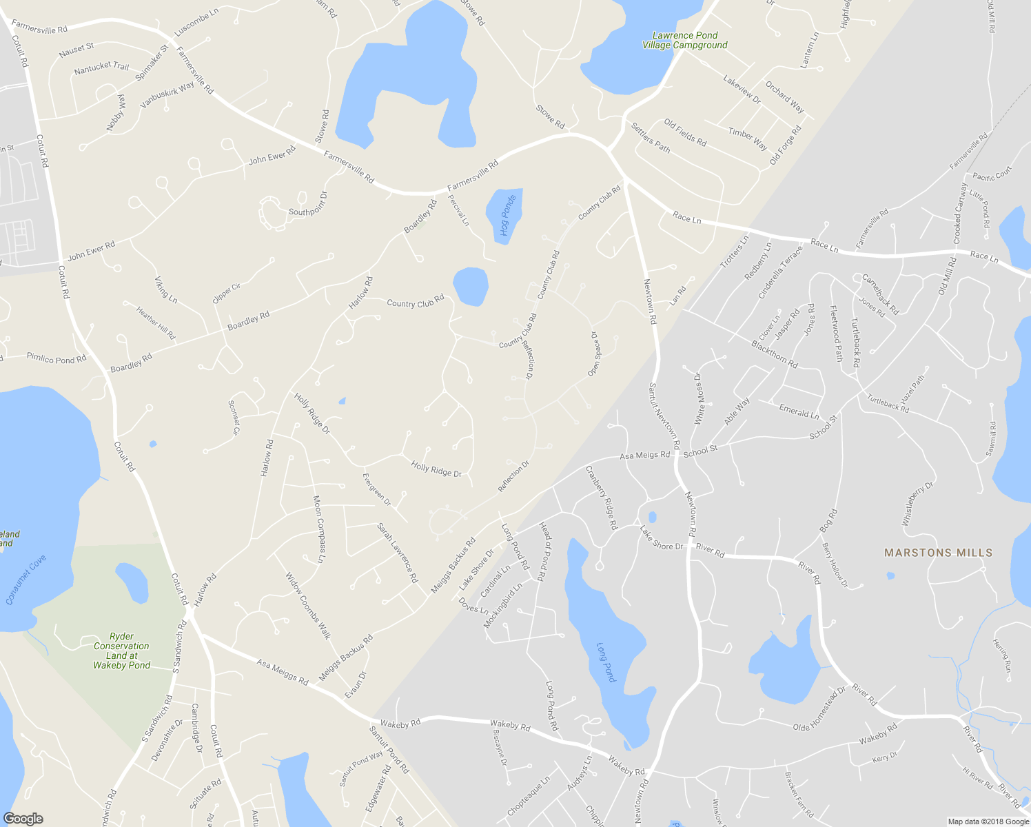 map of restaurants, bars, coffee shops, grocery stores, and more near 4 Tamarack Lane in Sandwich