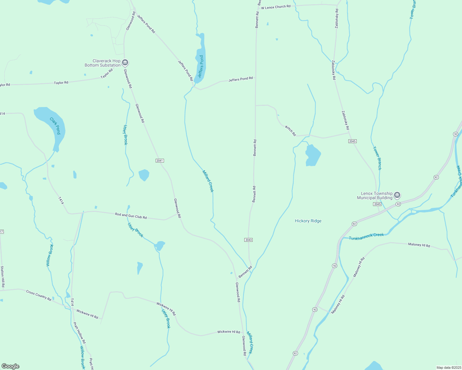 map of restaurants, bars, coffee shops, grocery stores, and more near 775 Bennett Road in Hop Bottom
