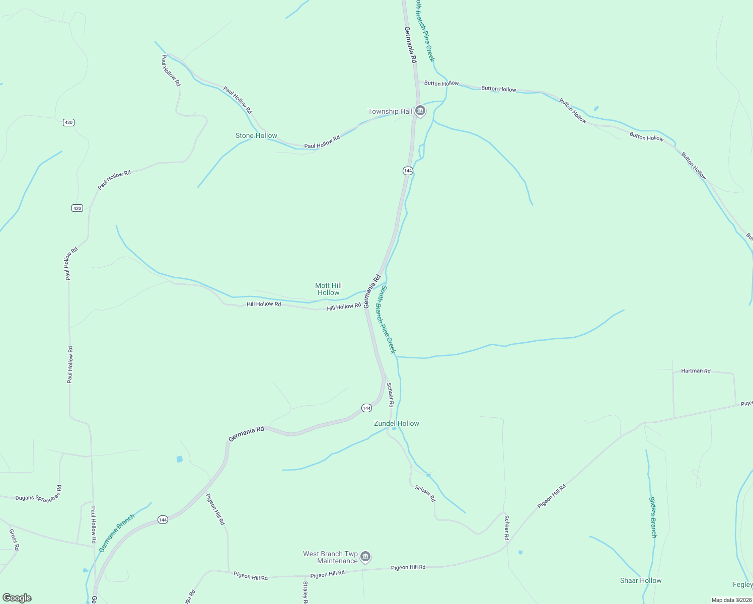 map of restaurants, bars, coffee shops, grocery stores, and more near 557 Germania Road in Galeton