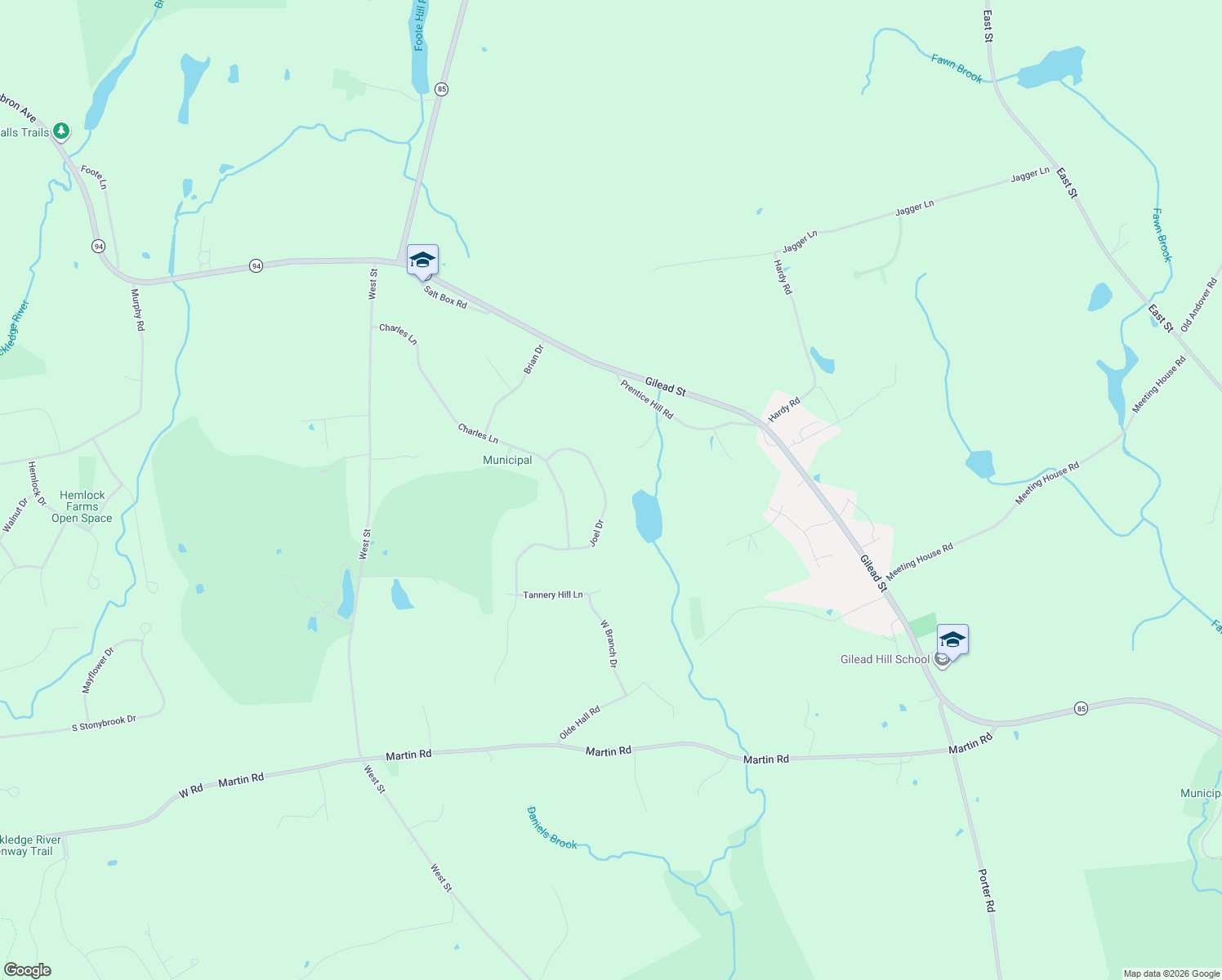map of restaurants, bars, coffee shops, grocery stores, and more near 49 Joel Drive in Hebron