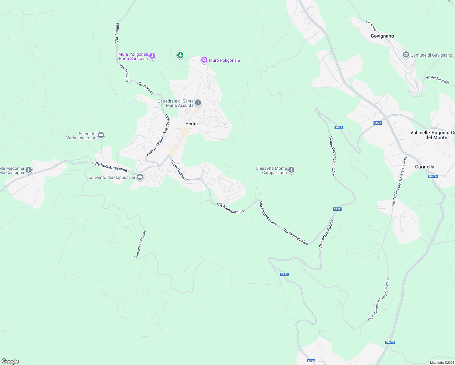 map of restaurants, bars, coffee shops, grocery stores, and more near 51 Via delle Mele in Segni