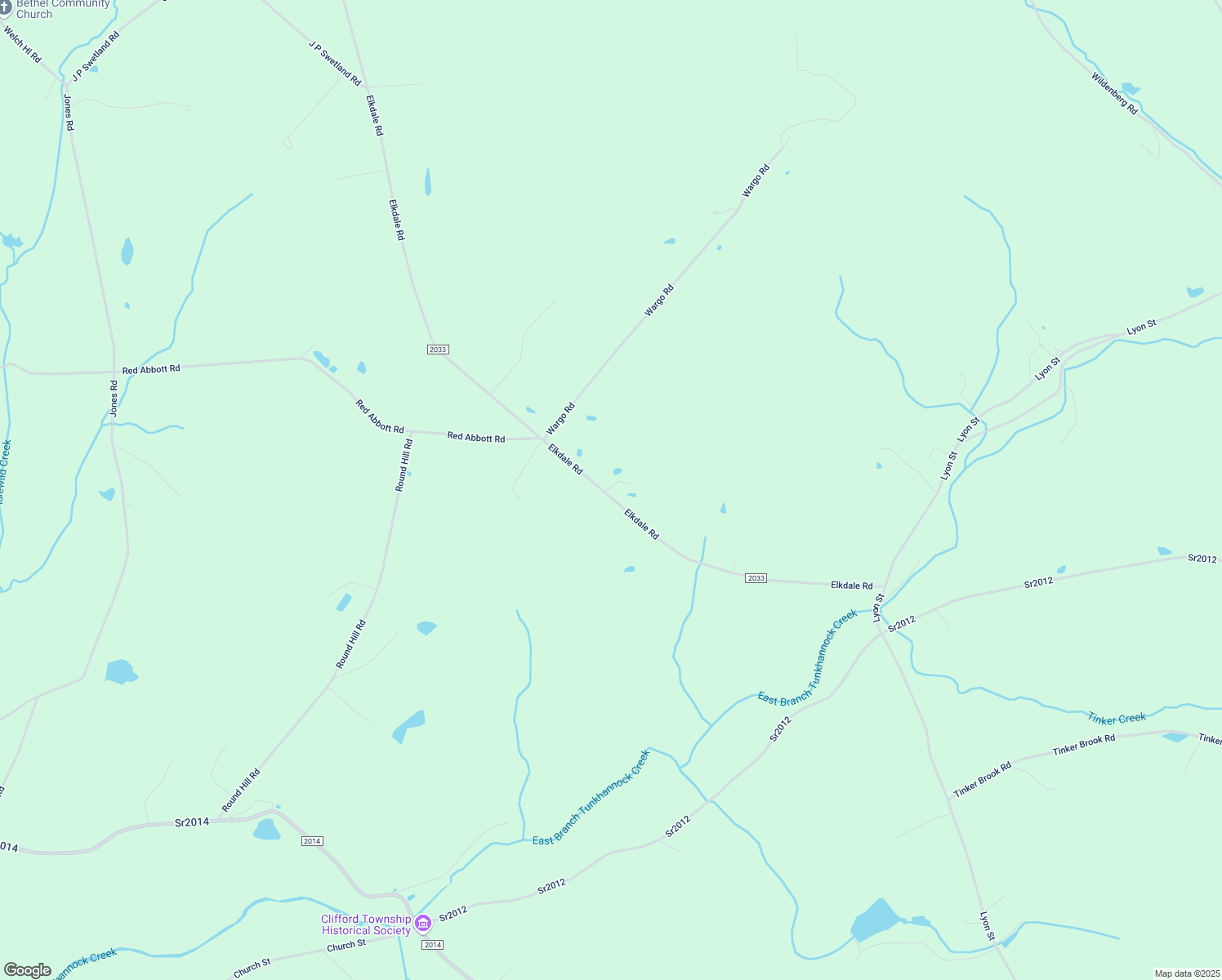 map of restaurants, bars, coffee shops, grocery stores, and more near 842 Elkdale Road in Susquehanna County