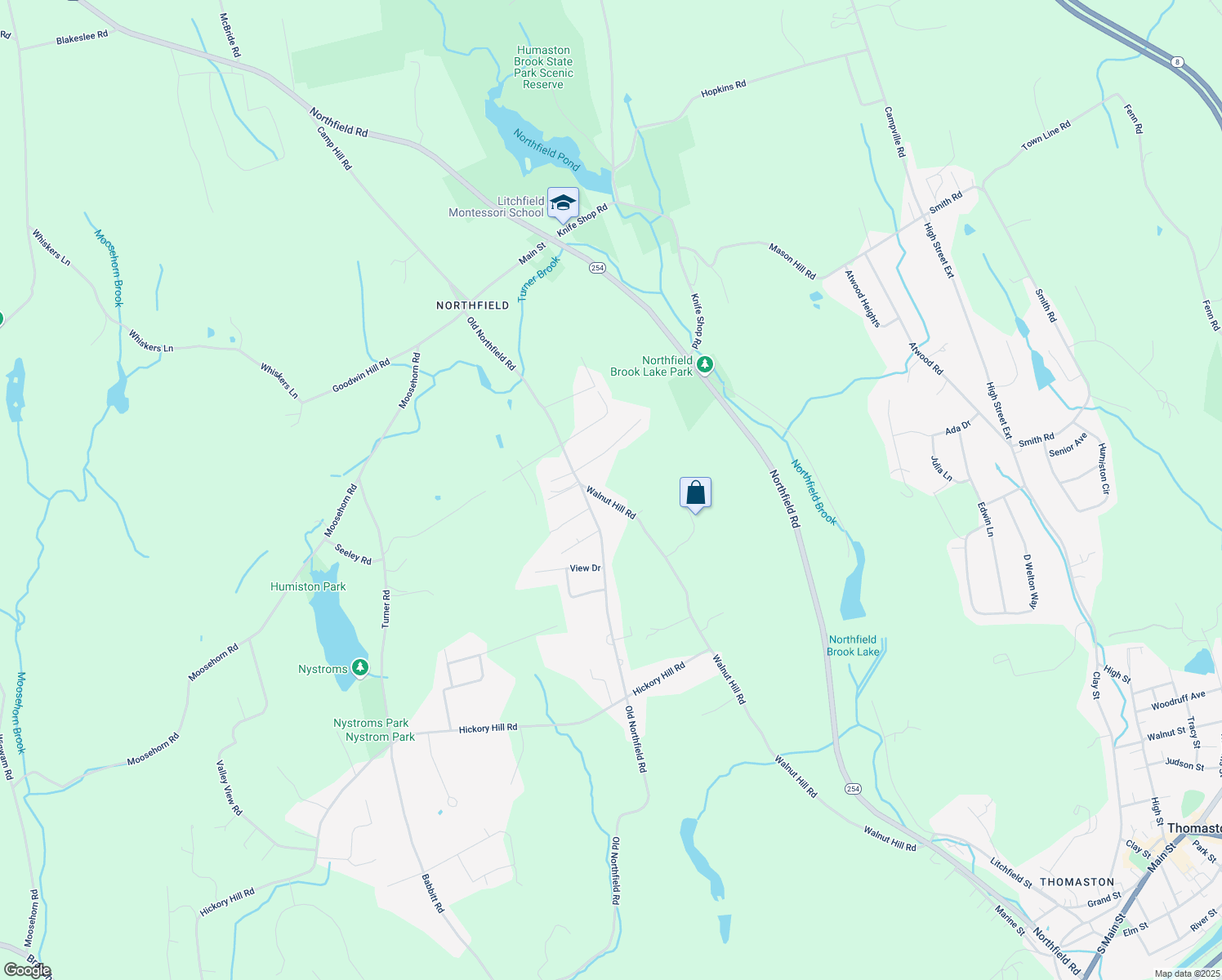 map of restaurants, bars, coffee shops, grocery stores, and more near 784 Walnut Hill Road in Thomaston
