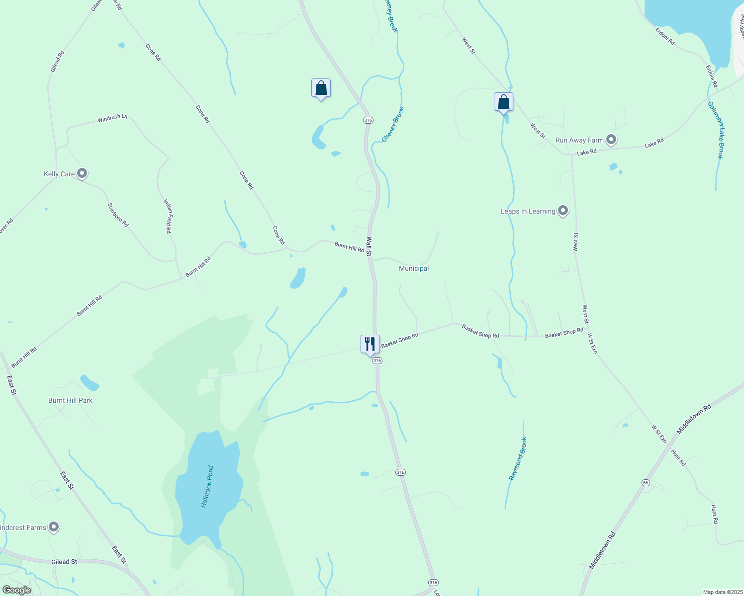 map of restaurants, bars, coffee shops, grocery stores, and more near 505 Wall Street in Hebron