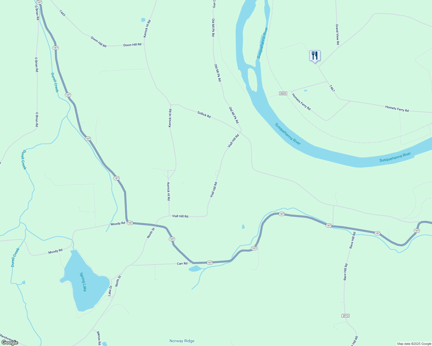 map of restaurants, bars, coffee shops, grocery stores, and more near 763 Viall Hill Road in Towanda