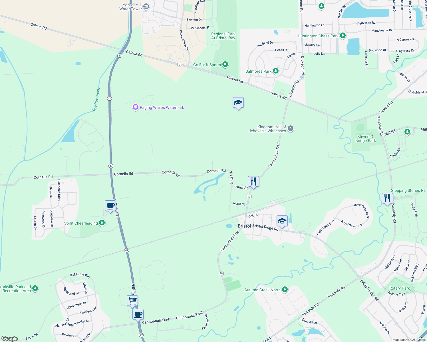 map of restaurants, bars, coffee shops, grocery stores, and more near 9268 Corneils Road in Bristol