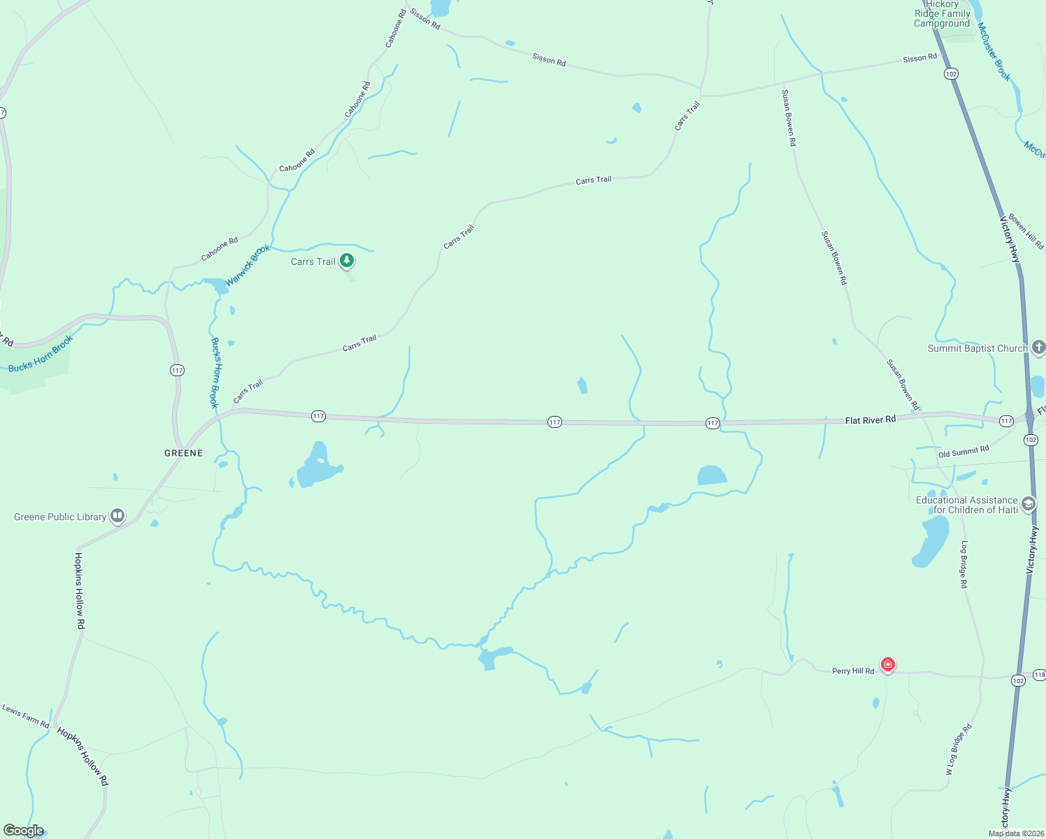 map of restaurants, bars, coffee shops, grocery stores, and more near 5325 Flat River Road in Coventry