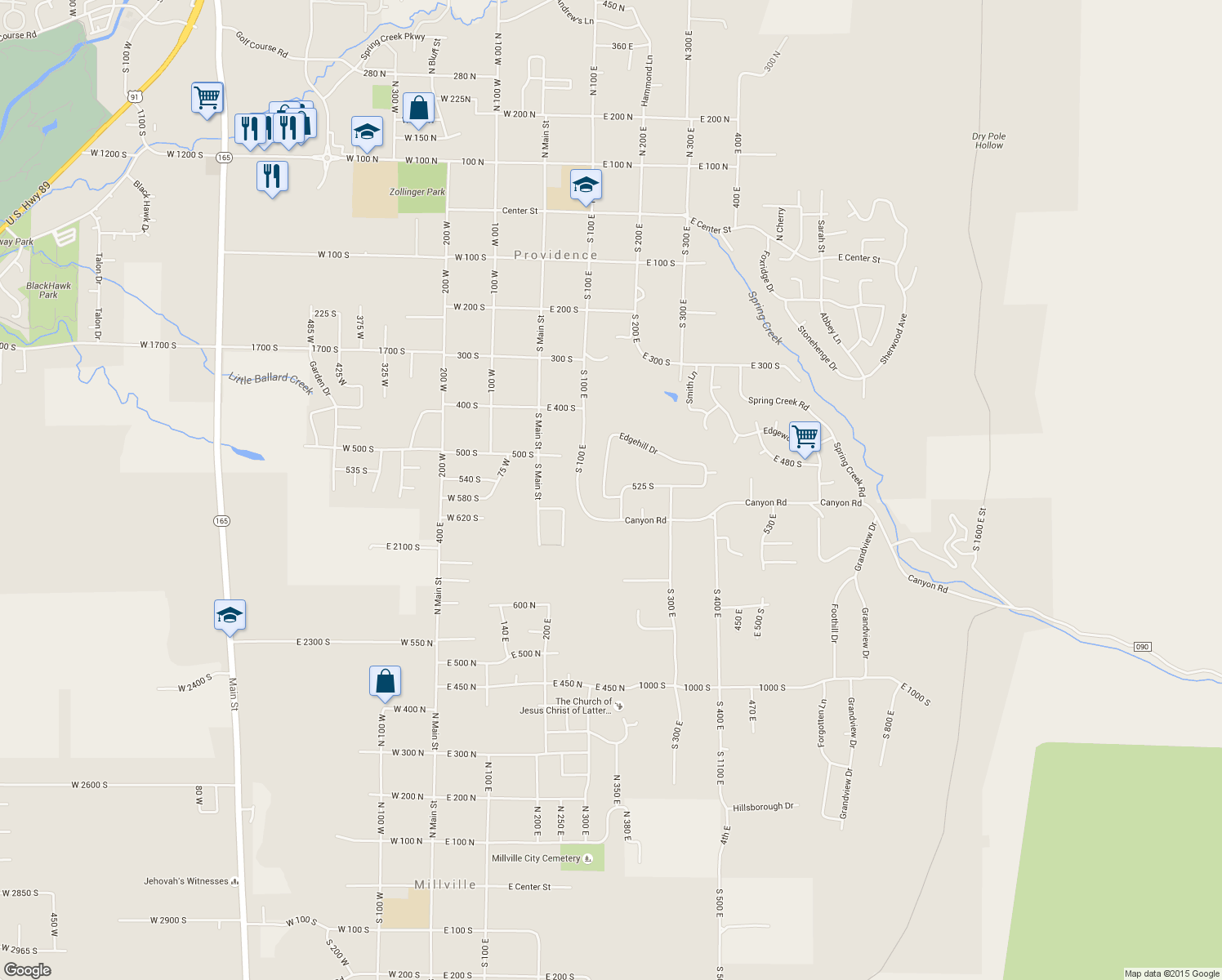 map of restaurants, bars, coffee shops, grocery stores, and more near 548 Edgehill Drive in Providence