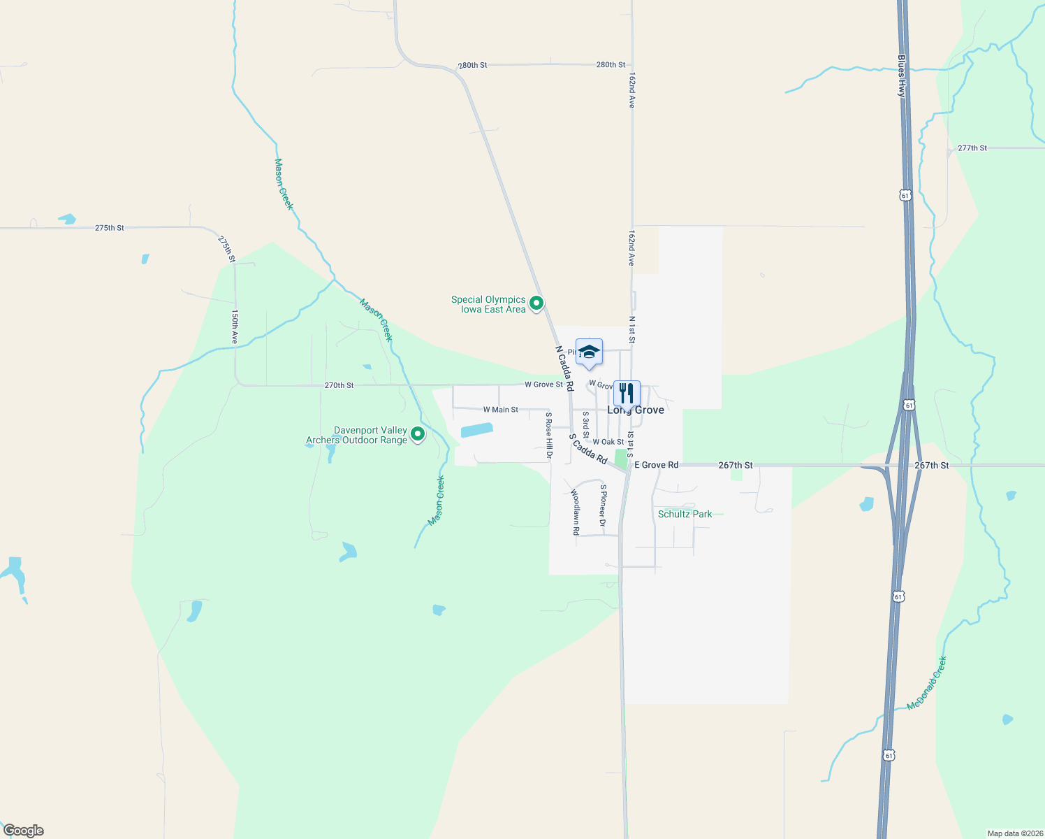 map of restaurants, bars, coffee shops, grocery stores, and more near 104 Lancer Ct in Long Grove