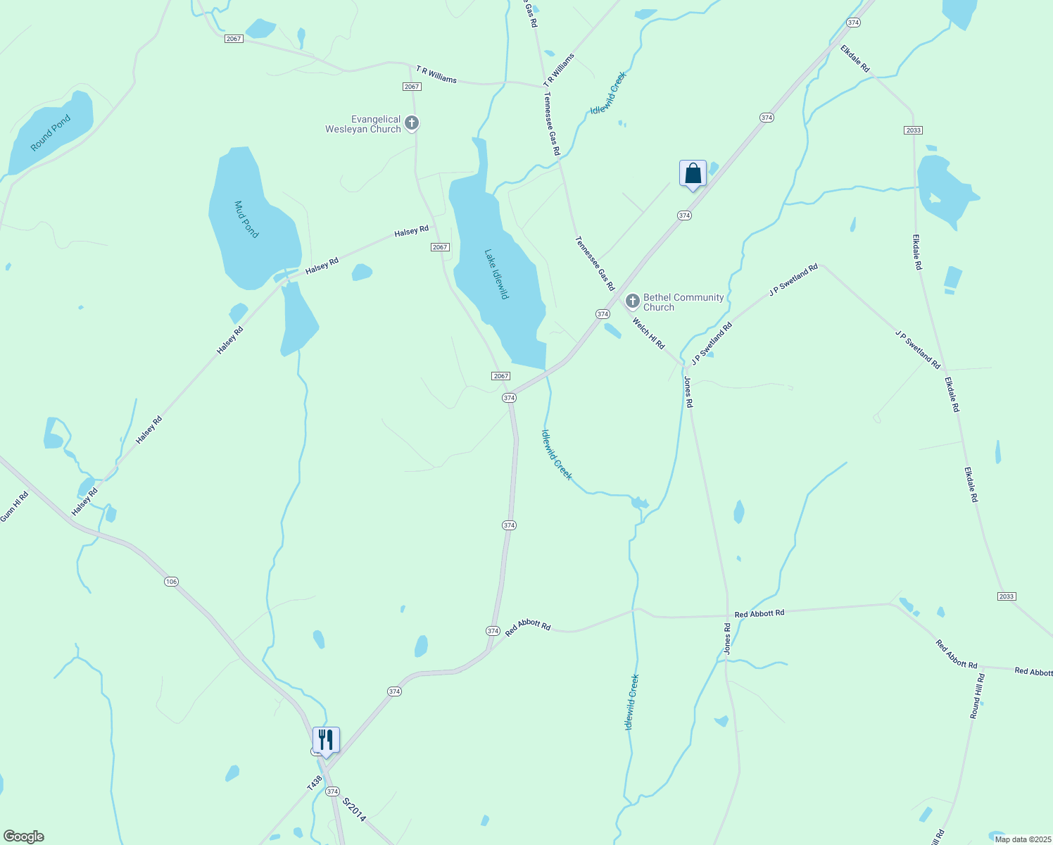 map of restaurants, bars, coffee shops, grocery stores, and more near 115 Idlewild Lane in Susquehanna County