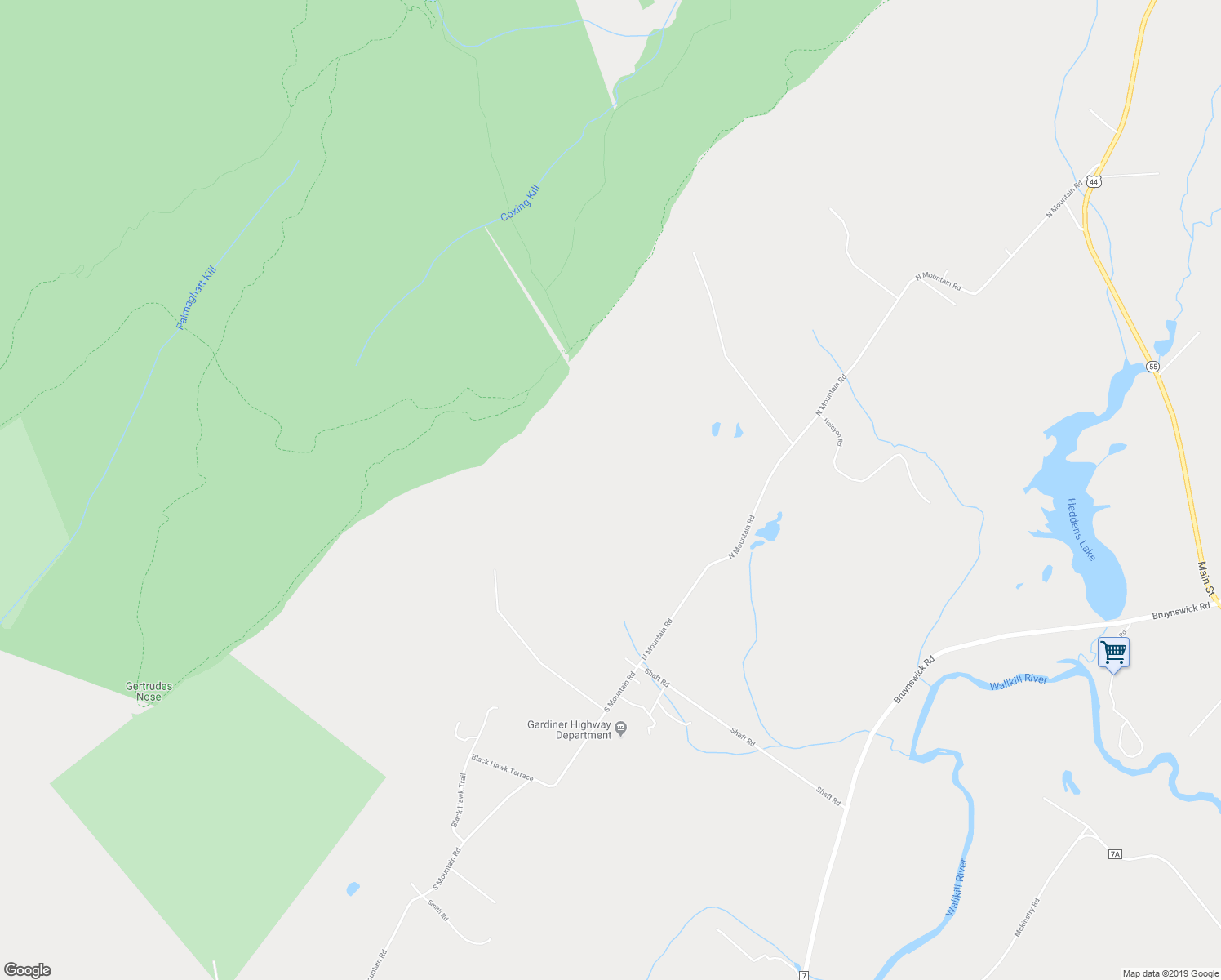 map of restaurants, bars, coffee shops, grocery stores, and more near 775 North Mountain Road in Gardiner