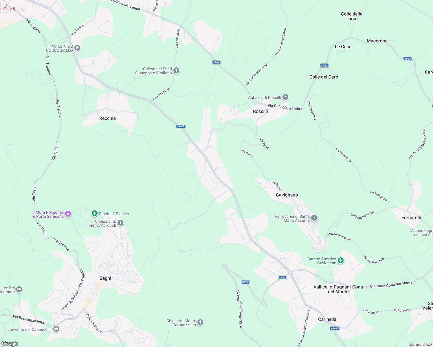 map of restaurants, bars, coffee shops, grocery stores, and more near 33 Via Carpinetana Ovest in Città metropolitana di Roma Capitale