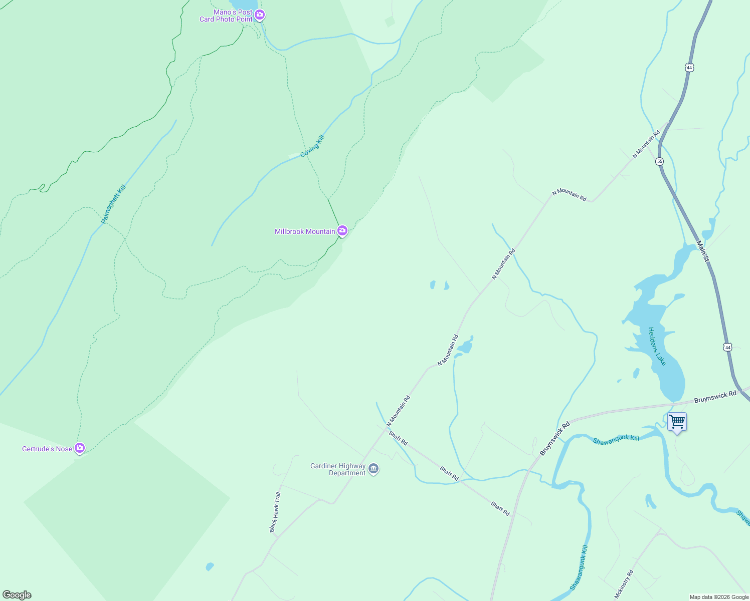 map of restaurants, bars, coffee shops, grocery stores, and more near 775 North Mountain Road in Gardiner