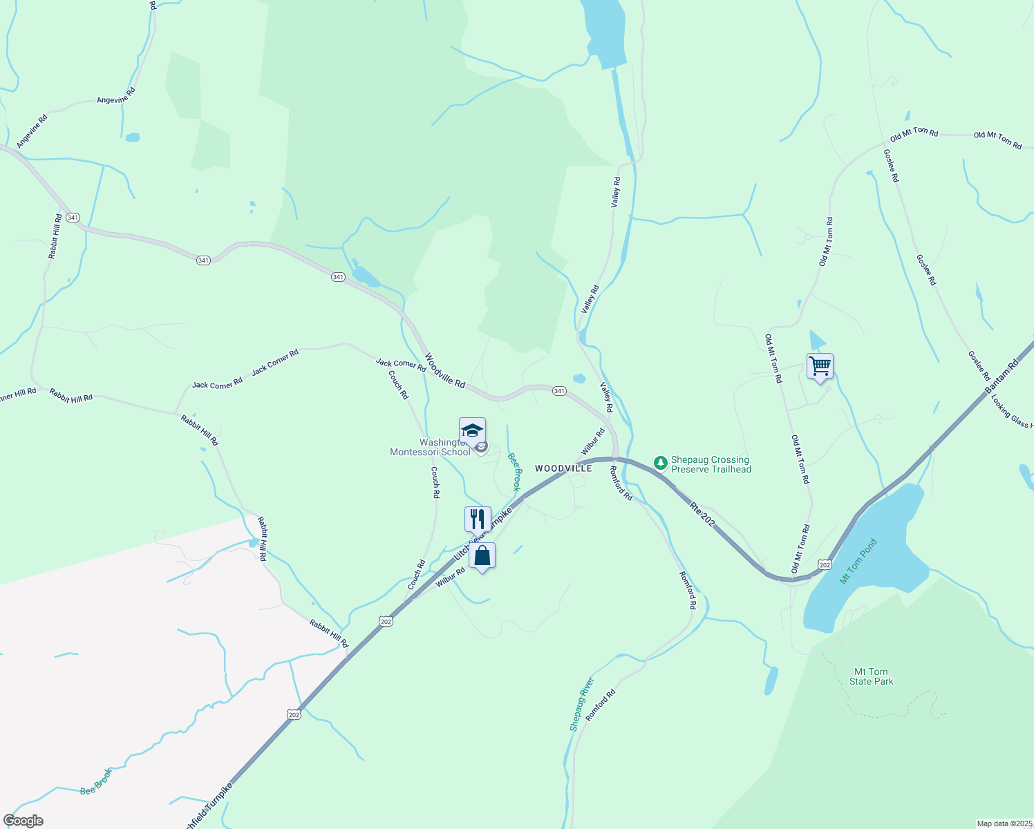 map of restaurants, bars, coffee shops, grocery stores, and more near 270 Woodville Rd in Warren