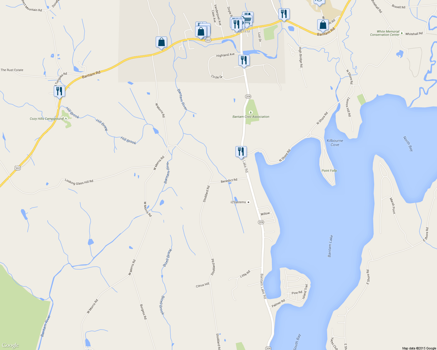 map of restaurants, bars, coffee shops, grocery stores, and more near 56 Benedict Road in Morris