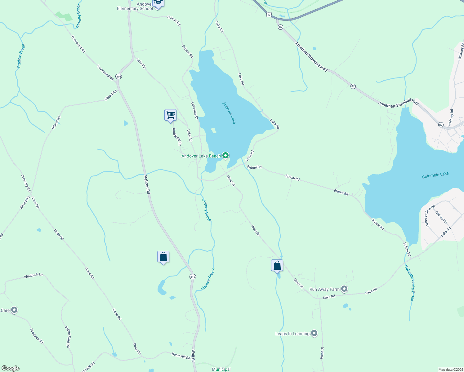 map of restaurants, bars, coffee shops, grocery stores, and more near 3 West Street in Andover