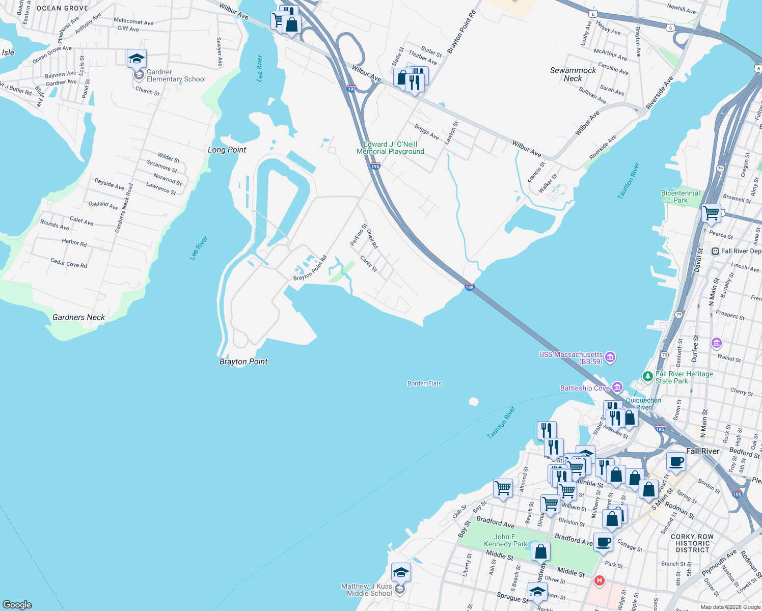 map of restaurants, bars, coffee shops, grocery stores, and more near 41 Ripley Street in Somerset