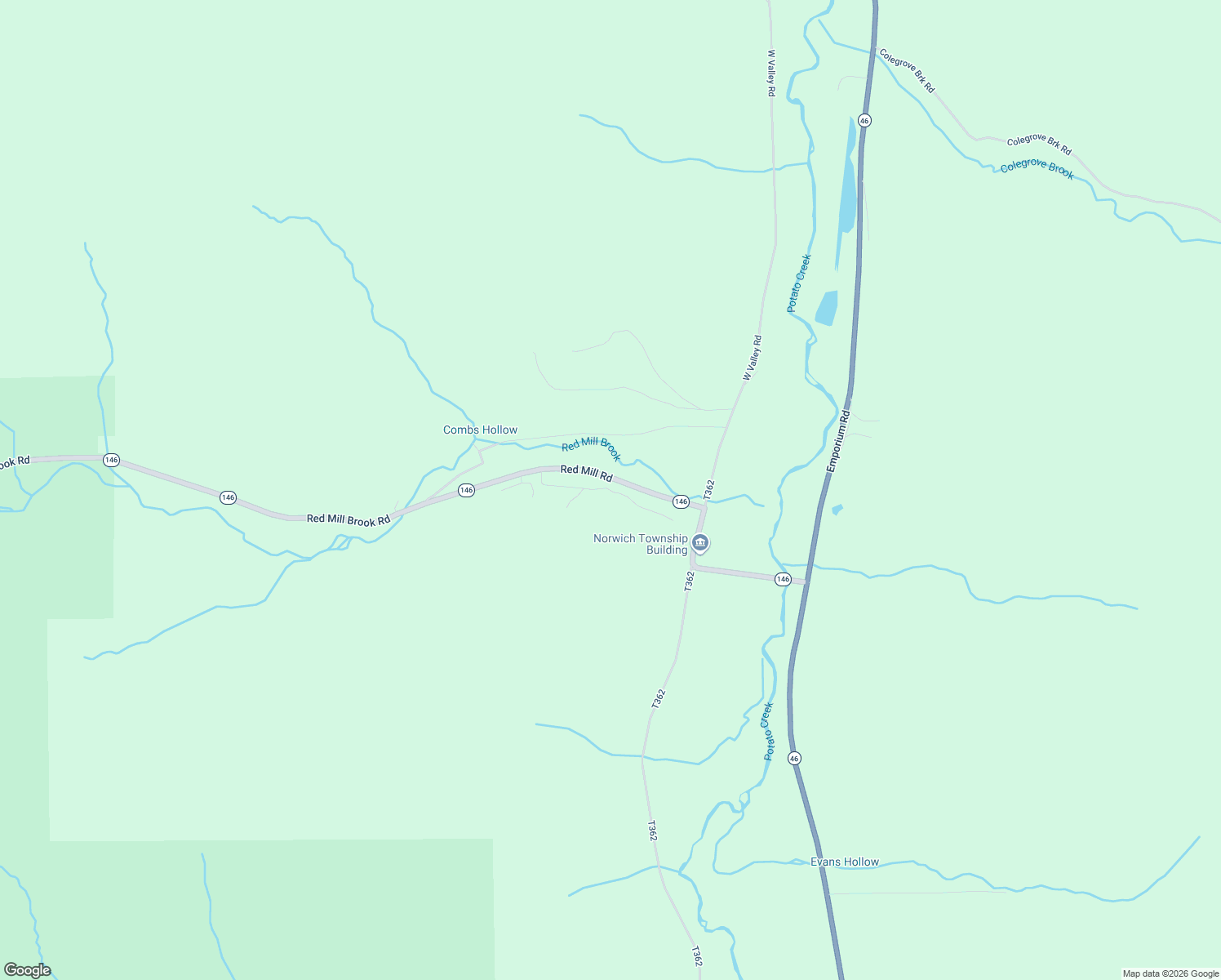 map of restaurants, bars, coffee shops, grocery stores, and more near Herzog Acres Road in McKean County