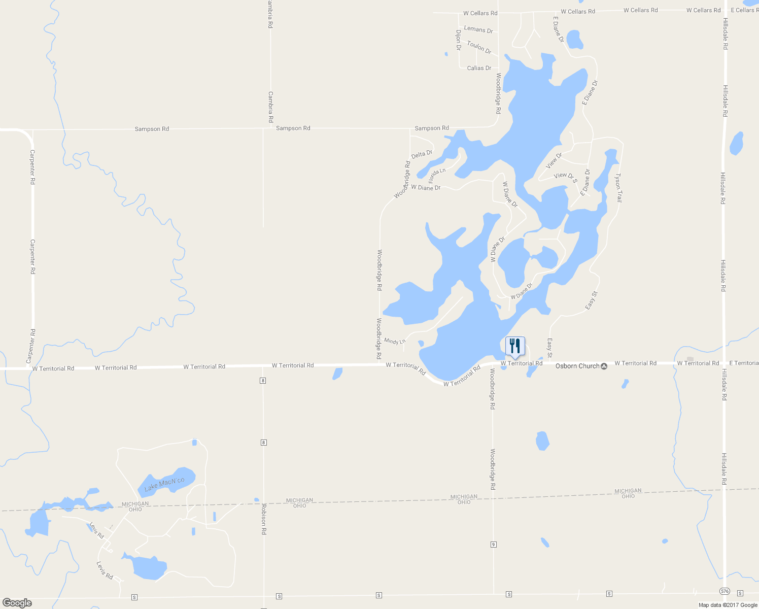 map of restaurants, bars, coffee shops, grocery stores, and more near 14759 Woodbridge Road in Camden