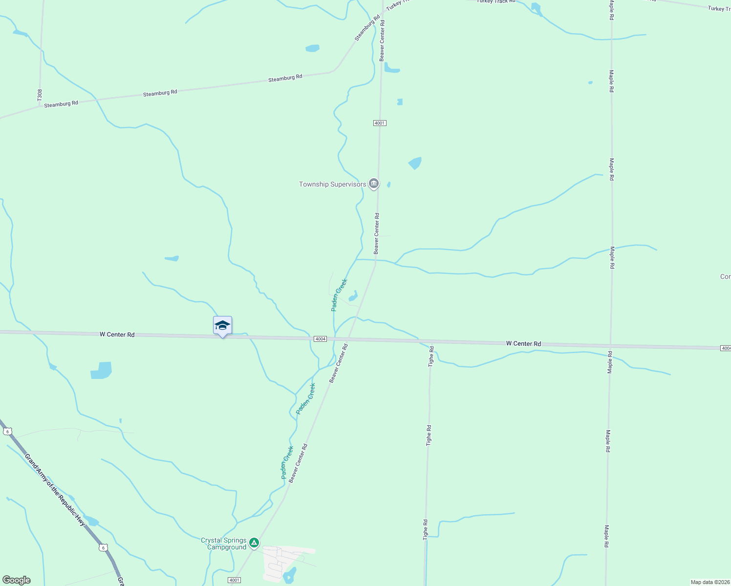 map of restaurants, bars, coffee shops, grocery stores, and more near Beaver Center Road in Linesville