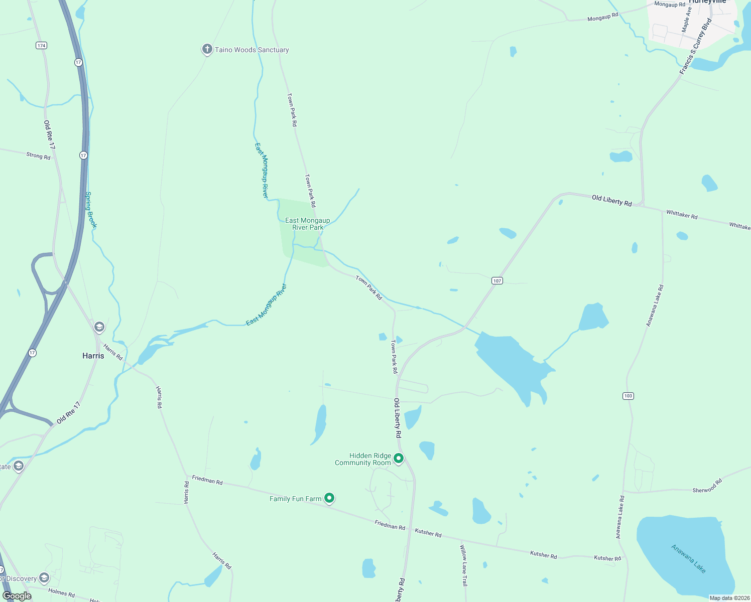 map of restaurants, bars, coffee shops, grocery stores, and more near 83 Town Park Road in Monticello