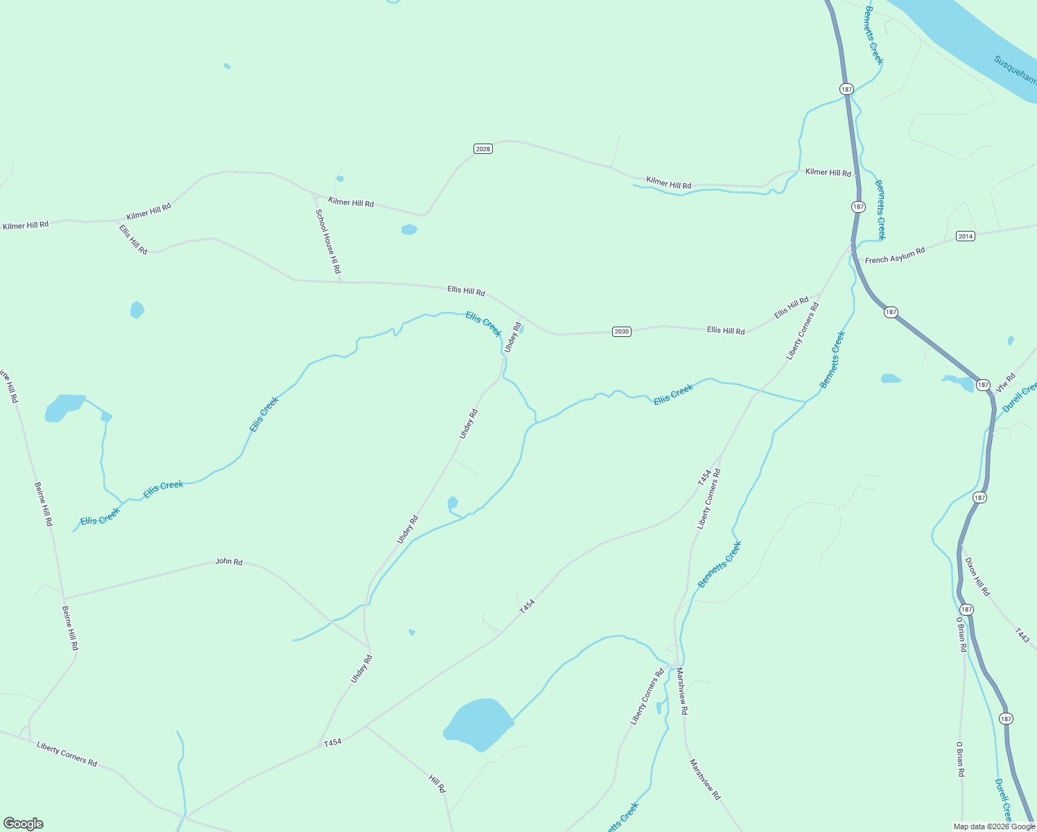 map of restaurants, bars, coffee shops, grocery stores, and more near 1306 Uhdey Road in Towanda