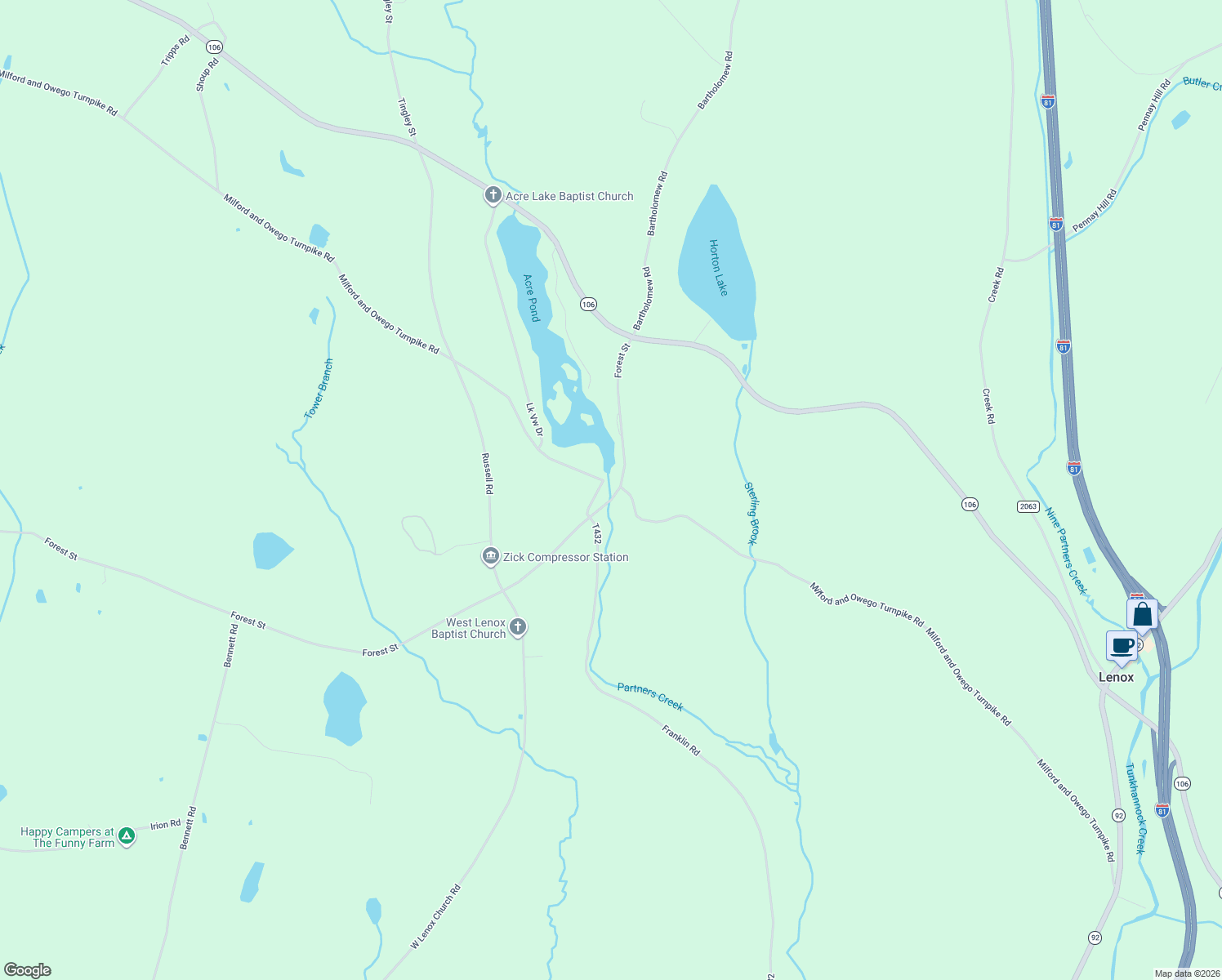 map of restaurants, bars, coffee shops, grocery stores, and more near 4349 Forest Street in Kingsley