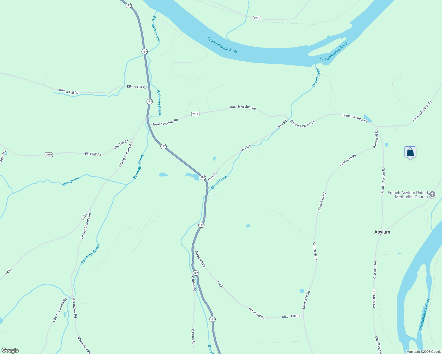 map of restaurants, bars, coffee shops, grocery stores, and more near V F West Road in Wysox