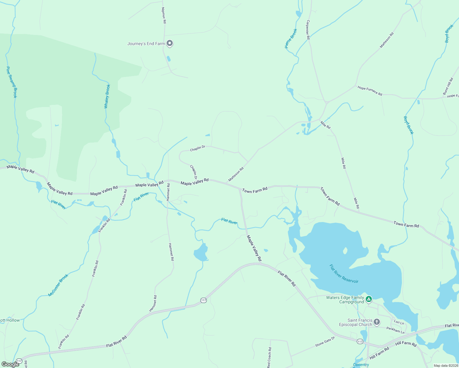 map of restaurants, bars, coffee shops, grocery stores, and more near 330 Maple Valley Road in Coventry