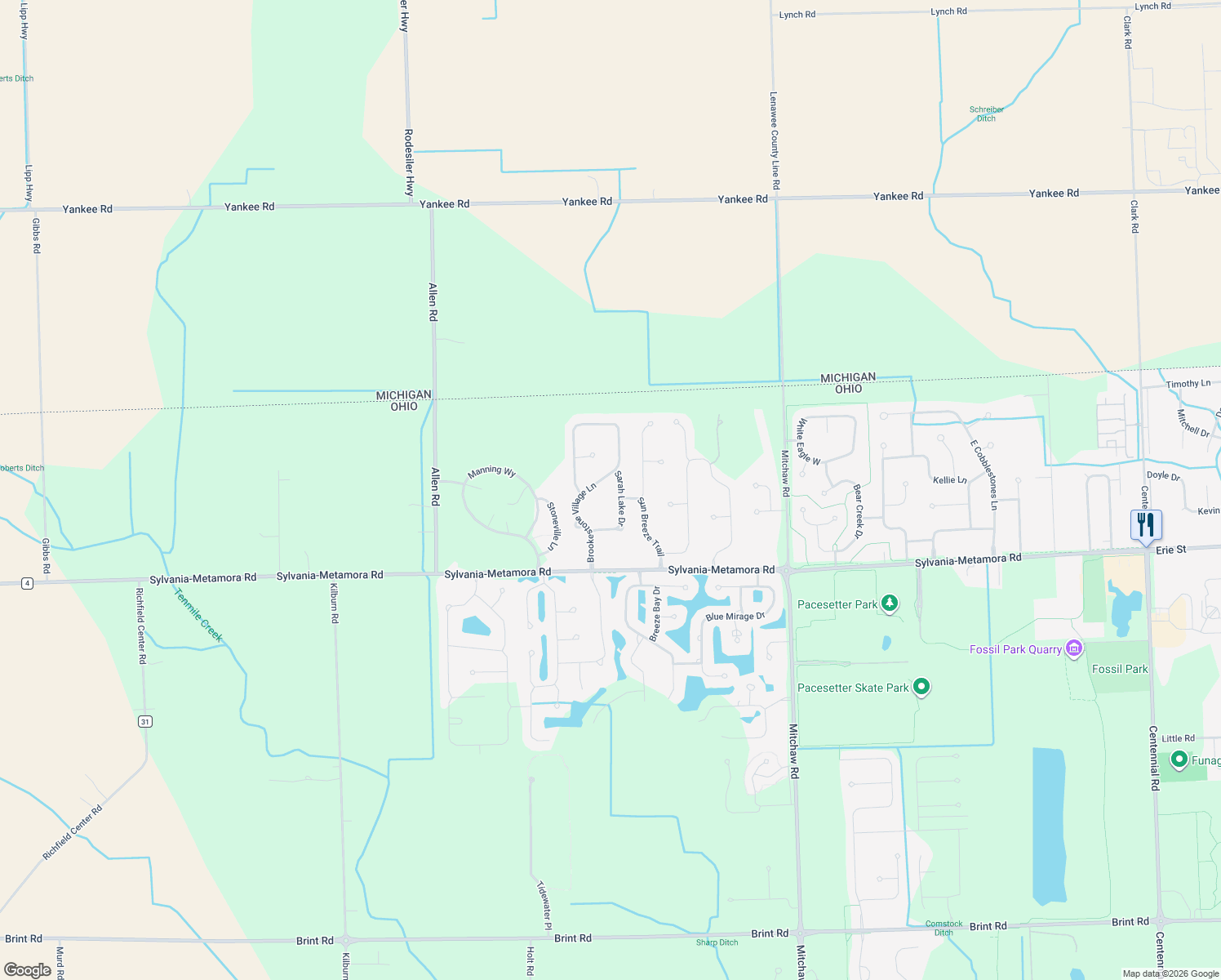 map of restaurants, bars, coffee shops, grocery stores, and more near 5949 Sarah Lake Dr in Sylvania