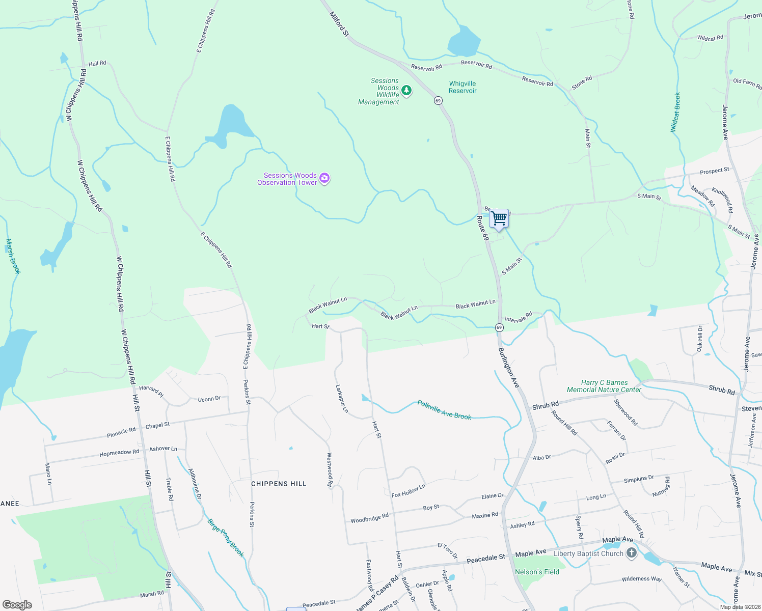 map of restaurants, bars, coffee shops, grocery stores, and more near 4 Misty Meadows in Burlington