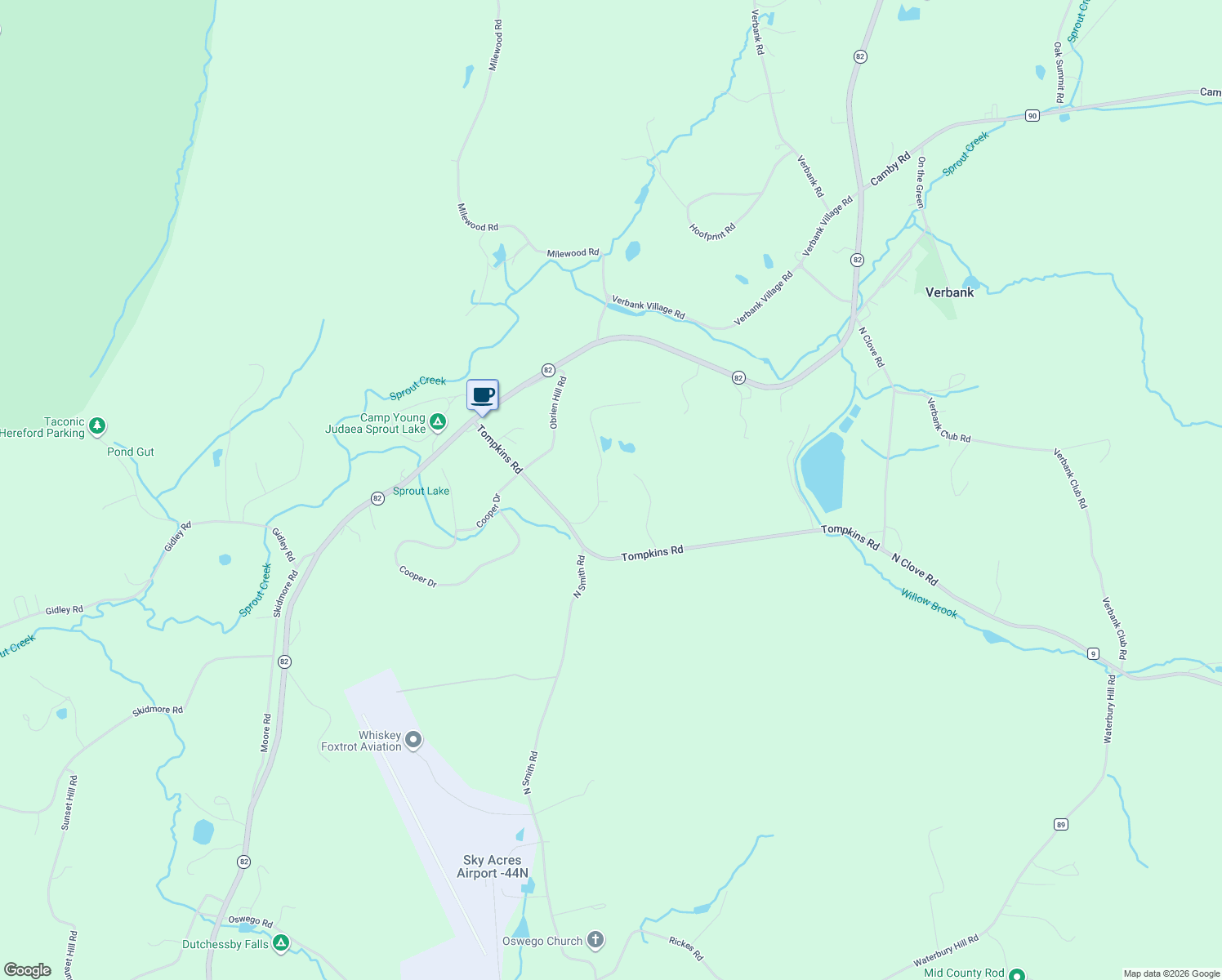 map of restaurants, bars, coffee shops, grocery stores, and more near 30 Eddy Road in Verbank