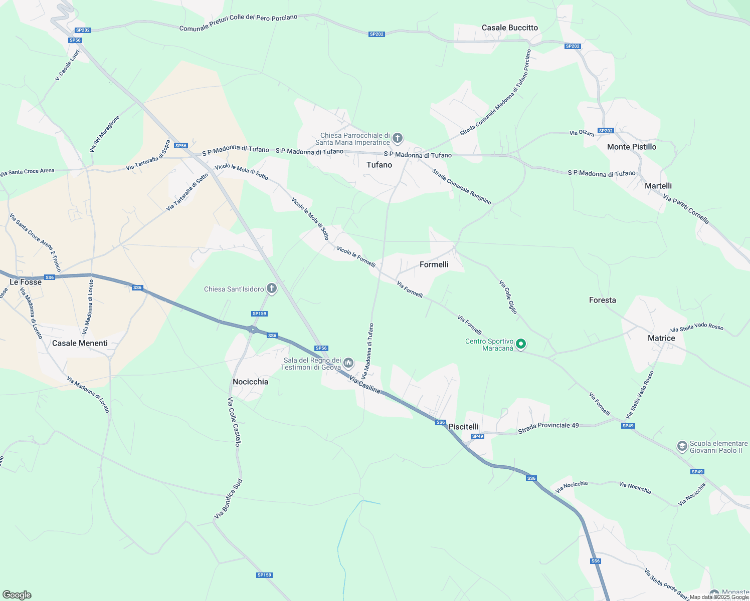 map of restaurants, bars, coffee shops, grocery stores, and more near Via Madonna di Tufano in Provincia di Frosinone
