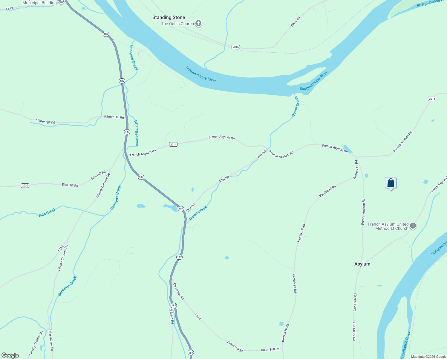 map of restaurants, bars, coffee shops, grocery stores, and more near V F West Road in Wysox