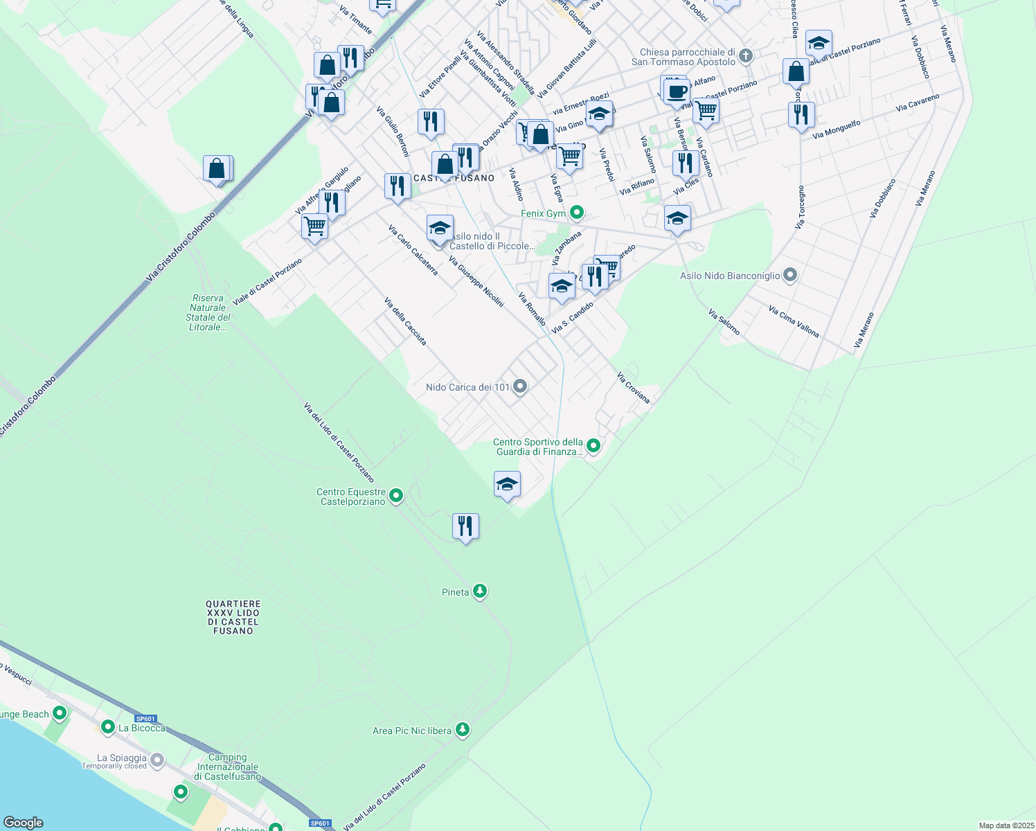 map of restaurants, bars, coffee shops, grocery stores, and more near 61 Via Nalles in Città metropolitana di Roma Capitale
